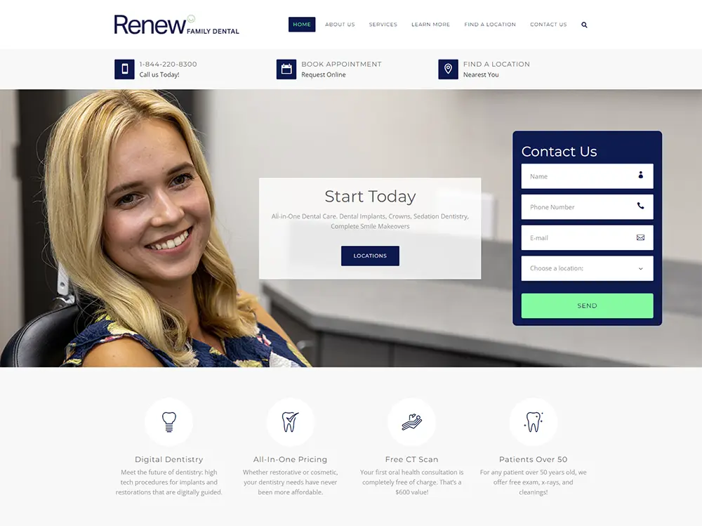 Renew Family Dental website