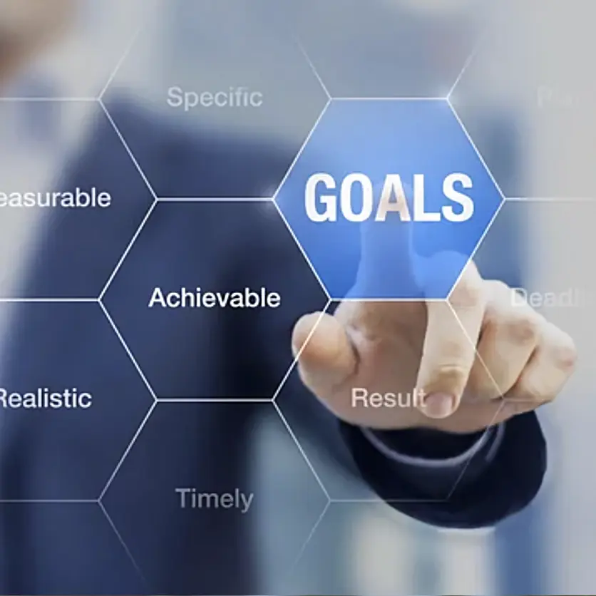 Image of a button that says goals